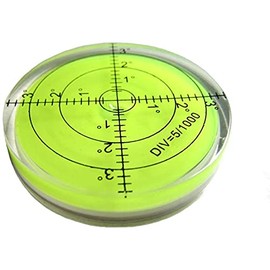High Precision Horizontal Bubble Acrylic Case Bullseye Spirit Bubble Surface Level Round Inclinometers for Surveying Instruments and Tribrachs, Accuracy 15'/2 (Green)60x12mm (DE1688)