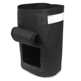 247Garden 10-Gallon Potato Grow Bag/Aeration Fabric Pot w/Handles & Flap Door for Easy Harvesting (Black 19H x 12.5D)