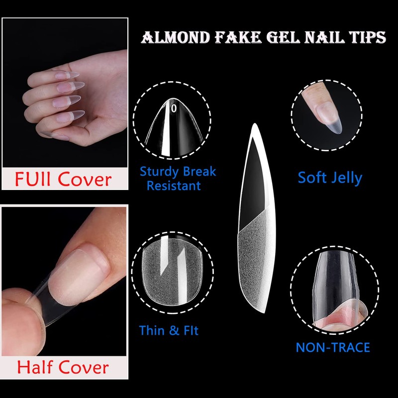 MAGIC ARMOR Pack of 120 Round Almond Nail Tips, Artificial