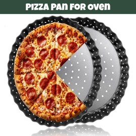 Fybida Non Stick Pizza Trays 14cm/5.5inch, Carbon Steel Pizzas Pans with Perforated Base, Round Baking Trays for Crispy Cooking, Pizza Oven Trays for Pizza's Garlic Bread