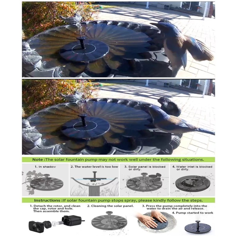Solatec Solar Fountain, Solatec Solar Powered Bird Bath Fountain Pump