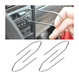 JNNJ 2pcs Car Radio Removal Tool U Shape and V Shape, Car Radio Removal Tool Key DIN Release Keys, CD Media Player Head Unit Key Tool, Car Accessories Radio Tools Compatible with Most Car(V-Shape)
