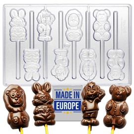 Crystalia Polycarbonate Egg Chocolate Molds 10 Independent 3D Clear Cavities for DIY, Easy Release, Food Grade (Animals Shaped)