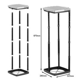 Grizzly Bin Bag Stand, up to 120L, Bin Bag Holder Adjustable to 3 Heights, Waste bin with Coloured Lid, Yellow Bag Stand with Clamp Ring Made in Germany
