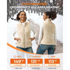 GOTOBI Fuzzy Fleece Heated Vest for Women with 16000mAh 7.4V Battery, Ergonomics Heating System, 9 Zones Women's Heated Vest