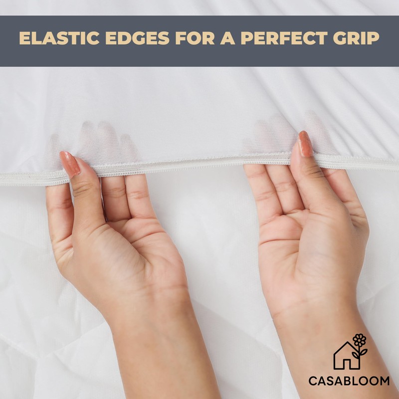 CASABLOOM Luxury Double Mattress Protector – Quilted, Noiseless, Deep Fit