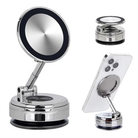 LANXINGLUO car Full Metal phone holder magnetic,vacuum magnetic phone holder for cars,for magsafe car mount Upgraded 360° rotation,silver