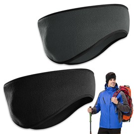 Aoreun Sports Headband Ear Warmers, Pack of 2 Ear Warmers Headband Full Winter Fleece Earmuffs Headbands Windstopper Headband for Jogging, Running, Hiking, Cycling and Yoga
