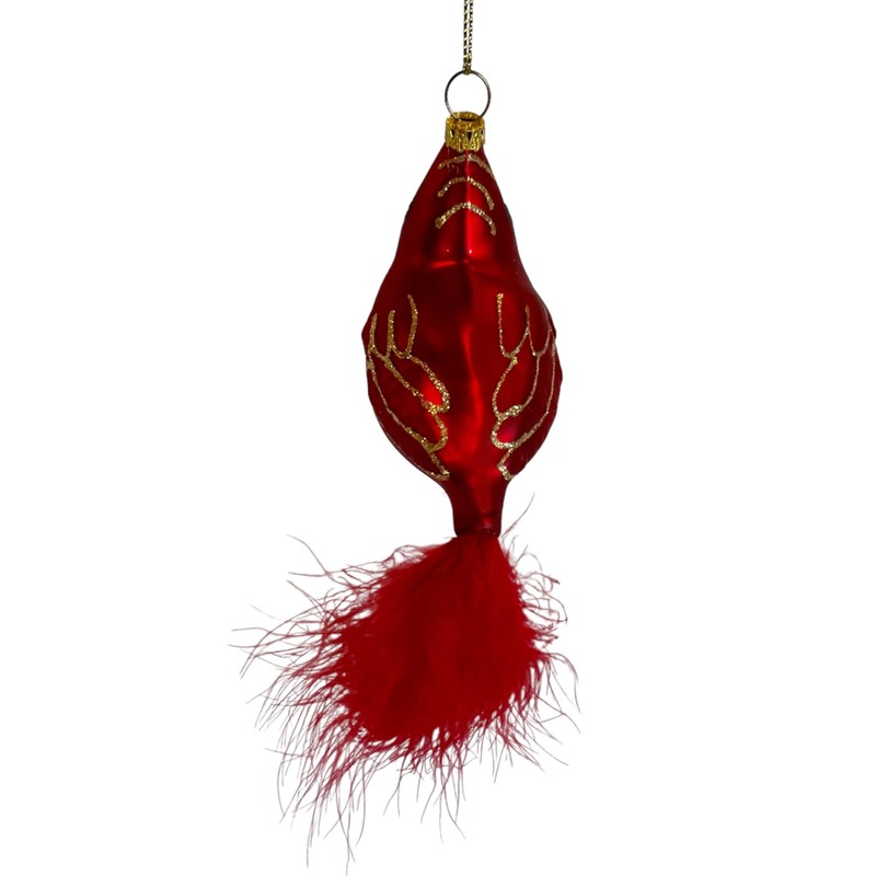 Cobane Studio LLC COBANEC304 Cardinal with Feather Tail Ornament