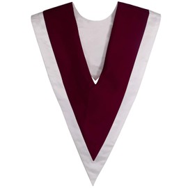IvyRobes Unisex Reversible V Shape Choir Stole with Border and Cross, Maroonwhite, One Size
