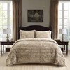 Fredsure Distressed Velvet Quilt Set, 3 Pieces Khaki King, Distressed