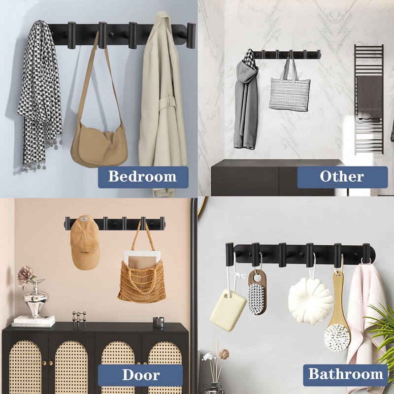 Vanloory Coat Hook Rack, Wall Mounted Coat Rack with 12