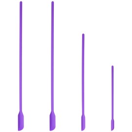 4pcs Mini Silicone Spatula Set, 3 Size Makeup Spatula Small Rubber Spatula for Thin Jar Skinny Openings Bottles, Tiny Scraper for Kitchen and Cosmetic, Multipurpose Scraping Mixing Tools (Purple)