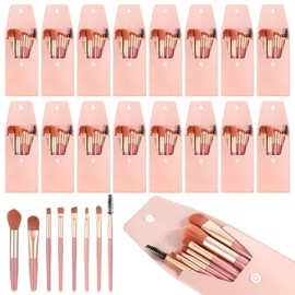 Juego de 16 brochas de maquillaje de viaje de fibra sintética, brochas de maquillaje, regalo de dama de honor con bolsa de maquillaje de viaje para bo
