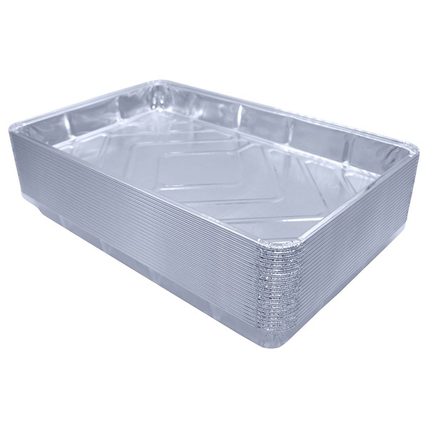 Sunrise Packaging Aluminium Foil Baking Tray [12” x 8”] Disposable Foil Tray, Food-Grade, Recyclable, Reusable Aluminium Foil Tray Container, Non-Stick, Washable, 100