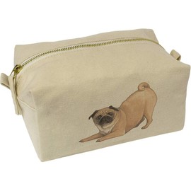 'Playful Pug' Canvas Wash Bag/Makeup Case (CS00016382)