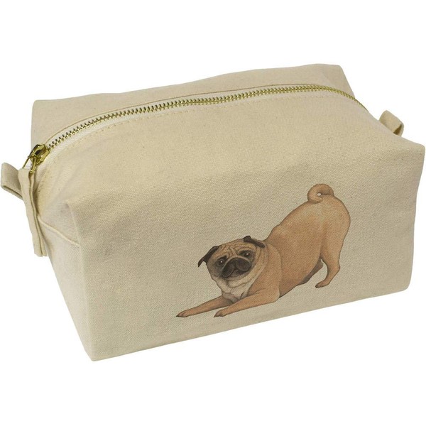 'Playful Pug' Canvas Wash Bag/Makeup Case (CS00016382)