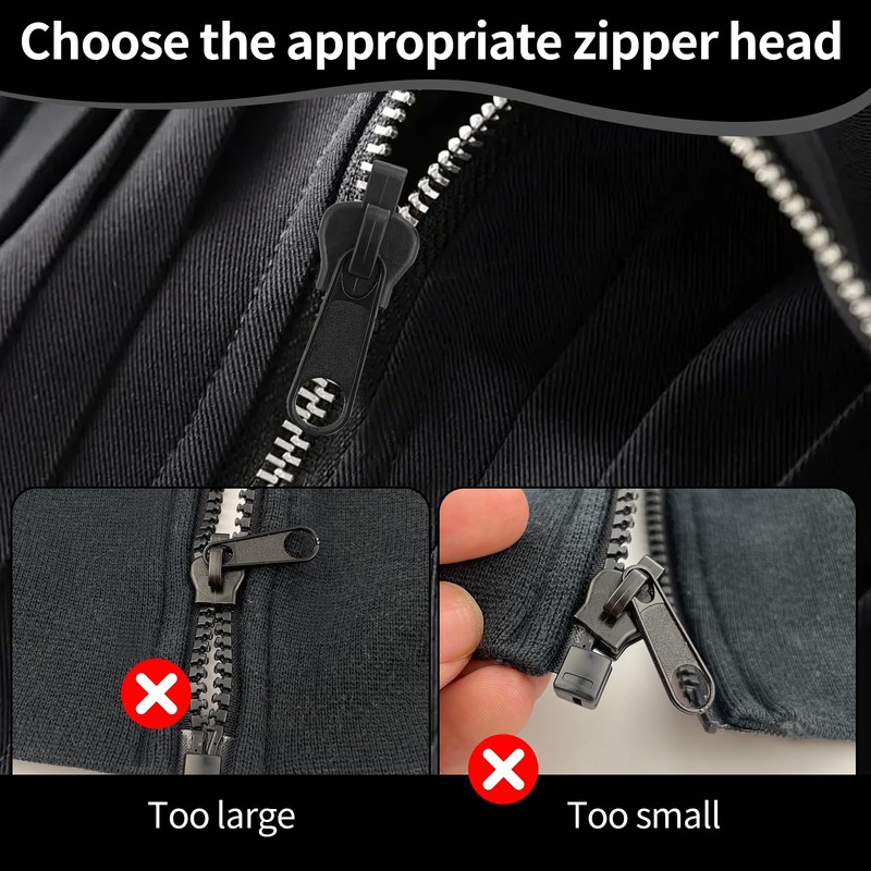 6 Pcs Zipper Pull Replacement, Zip Slider Repair Kit 3