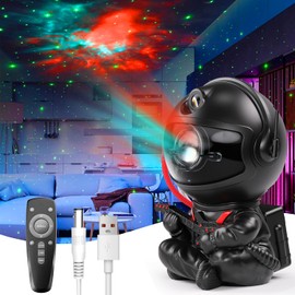 Astronauta Proyector de Estrellas,360° Rotación de Luz Nocturna de Astronauta con Control Remoto,Adjustable Luces Estrelladas de Nebulosa Lámpara de Proyección,Regalos para Niños&Adultos-Negro