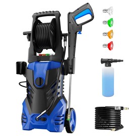 LeHao Electric Pressure Washer,2800PSI,Max to 1.9 GPM Power Washer 4 Different Pressure Tips, 25FT Hose Power Cord, Foam Cannon, Power Washer Electric Powerd for Patios Car Garden:_701A Blue