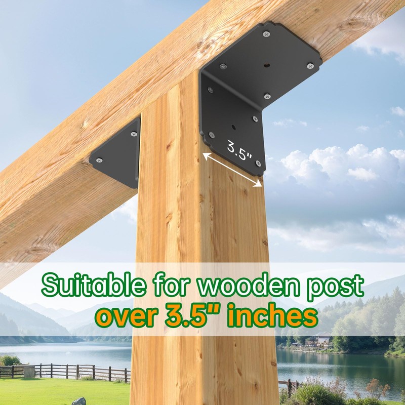 4x4x3.5 Pergola Brackets,Heavy Duty L Bracket for Wood,(4pcs) Corner Brackets