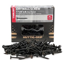 Huttig-Grip 278 pcs Drywall Screw #6 x 1-1/4 inches, Fine Thread, Phillips Drive, Phosphate Coated Finish, HGS114FDW1-1 lb Pack