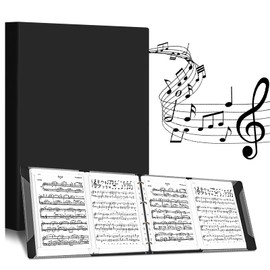 4-Sided Music Folder, Hinged A4 Music Folder, Music Folder with 52 Transparent Pockets, Black Music Folder, Music Stand, Presentation Folder Music Folder for Sheet Musicians