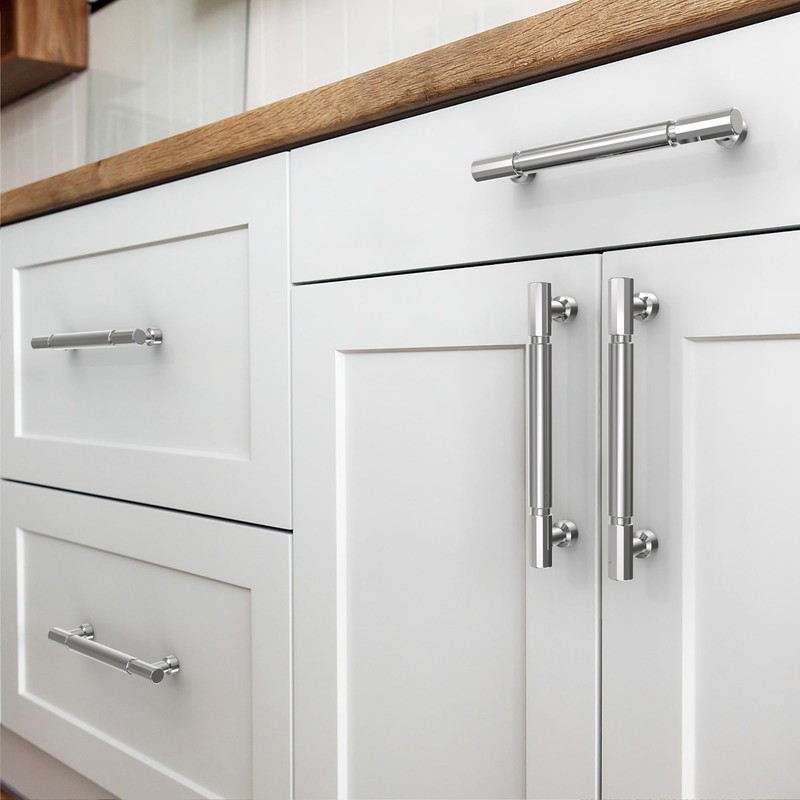 Alzassbg 10 Pack Polished Chrome Cabinet Pulls, 5 Inch(128mm) Hole