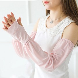 Summer Loose Ice Silk UV Protection Arm Sleeves with Hand Cover for Outdoor Driving Bx006 Purple + Free Size 15ea