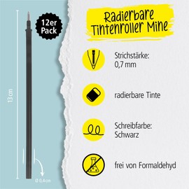 Online 12 x Erasable Refills Compatible with Legami Gel Pens MagiXX L I Black 0.7 mm Line Width I Replacement Refill for Gel Pens Erasable I Refills for Gel Roller with Erasable Ink