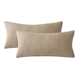 SOULFUL Double Muslin Cushion Cover 40 x 80 cm, Cotton, Pillowcases 2-Piece with Zip, Oeko-Tex Certified, Beige