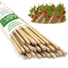 Plant Stakes,20Pcs Bamboo Stakes,4.8 FT Natural Bamboo Plant Support Stakes,Bamboo Stakes for Indoor and Outdoor Plants Tomatoes Beans Flowers Potted Plants Climbing Support