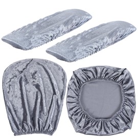 Tallew 4 Pcs Office Chair Covers Set Computer Universal Protective Stretchable Chair Seat Covers Desk Armrest Covers Slipcovers Pads Office Cushion Backrest for Rotating(Grey)