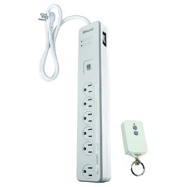 Woods 41715 Energy Saving Surge Protector Power Strip with 80 Foot Range Remote Control Outlets; 1080J of Protectio; 5 Foot Cord ; White
