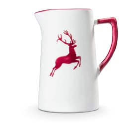 GMUNDNER KERAMIK Water Jug Capacity: 0.7 Litres Bordeaux Red Deer Crockery Handmade in Austria
