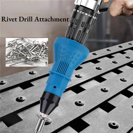 Adaptador de pistola remachadora Adaptador de pistola de tuerca de remache eléctrica Adaptador de pistola remachadora Tuerca de inserción de remachado Kit de herramientas de taladro eléctrico(Azul)