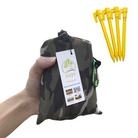 HZJOYUE Outdoor Blanket (71" x 55") -Compact, Lightweight, Sand Proof Pocket Blanket for The Beach, Hiking, Travel, Camping, Festivals with Pockets, Loops, Stakes, Carabiner