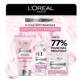 L'Oréal Glycolic Bright rutina anti-manchas: gel, sérum y crema día-noche