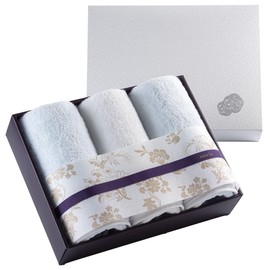 Imabari Towel Towel Set Face Towel Gift 100% Cotton Made in Japan sara-la (Sarara) "Color-IroDori-" 3-Piece Set Blue White Celebration Gift for Wedding and Baby Shower FT3