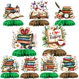 9PCS Book Themed Party Decorations Book Birthday Party Decorations Vintage Book Club Decor Storybook Baby Shower Honeycomb Center Table Decorations Party Supplies for Reading Lovers