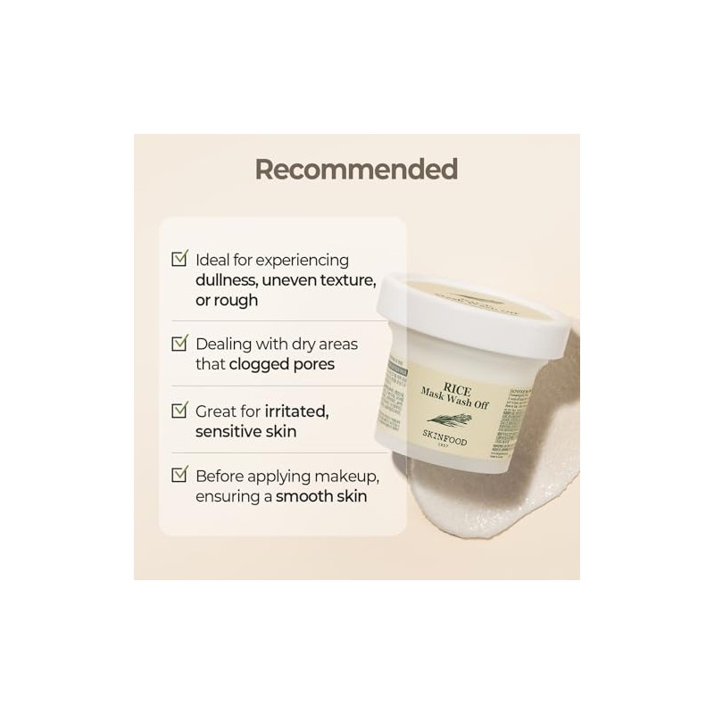 SKINFOOD Rice Mask Wash Off 3.5oz / Gently Exfoliates the