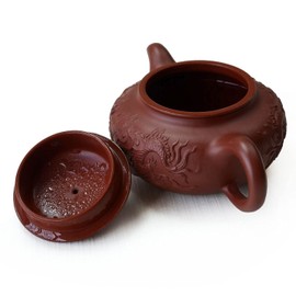 Yxhupot Teapot 8.6oz Chinese Dragon Yixing Clay Zisha Classics Pot Genuine Black Infusers Tea (Red dragon)