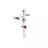 Luxe Modz Belly Navel Dangle Ring Key with Red Rose