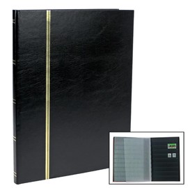 Safe 158 Stamp Album Insert Book Large Format 16 Black Pages with Gold Line Embossing on Cover and Spine