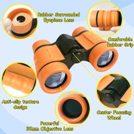 ESSENSON Binoculars for Kids Toys Gifts for Age 3-12 Years Old Boys Girls Kids Telescope Outdoor Toys for Sports and Outside Play Hiking, Bird Watching, Travel, Camping, Birthday Presents (Orange)
