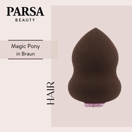 PARSA Beauty Magic Pony Brown - Ponytail Volume Aid for Dark Hair, Invisible Hair Pad with Velcro Point, Hair Tool for Braid Styling, Strong Braid Despite Fine Hair