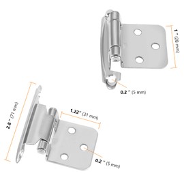 SEUNMUK 40 Pack 1/2 Inch Inset Satin Nickel Cabinet Door Hinges, Face Mount Self Closing Variable Flush Cabinet Hinges, with 200 Mounting Screws, Silver, Satin Nickel