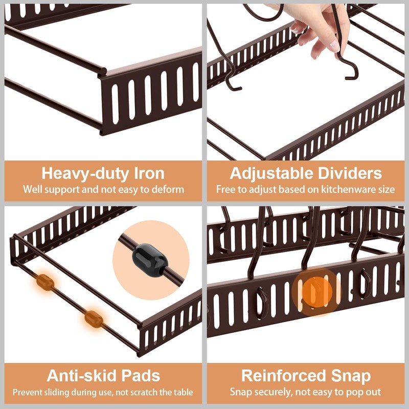 Housolution Pot and Pan Organizer Rack for Cabinet, Expandable Pot