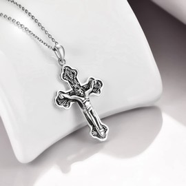 VENACOLY Cross Necklace Sterling Sliver for Women,Jesus Crucifix Pendant Christian Jewellery, Baptism Church Gift For Men