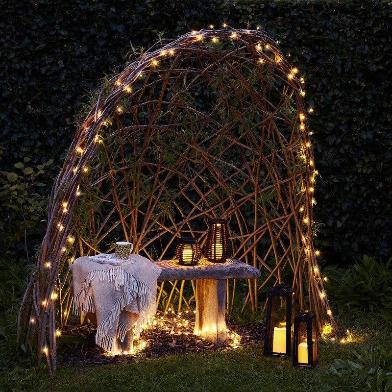 Lights4fun 100er LED Lichterkette warmweiß grünes Kabel Innen Außen mit